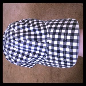 Black and white checked baseball hat